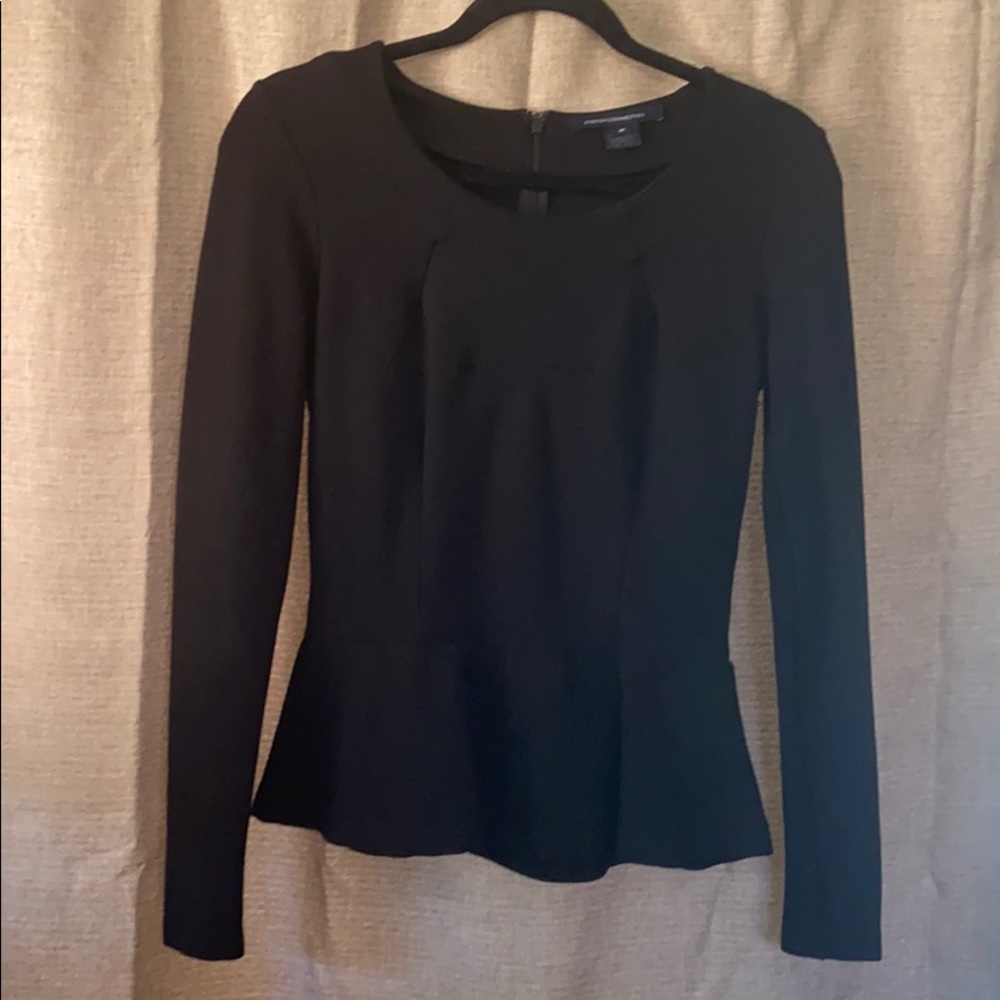 French Connection tailored black peplum top